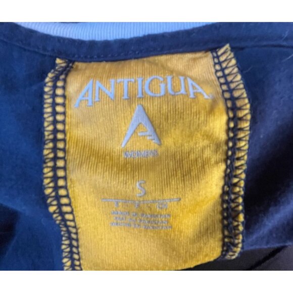 Womens Antigua Michigan V-Neck Lace Up Tee S Blue & Yellow - Picture 5 of 6